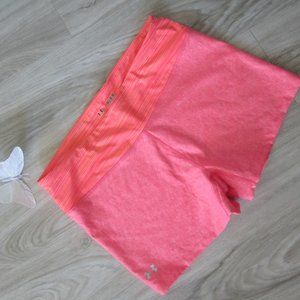 Under Armour Heat Gear Fitted Hot Orange Nylon Fabric Shorts - SzM